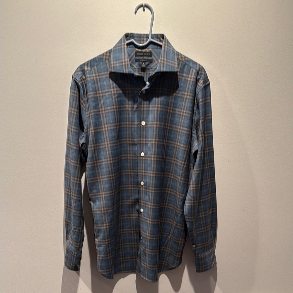 Banana Republic Blue and Gray Plaid Button Down Shirt